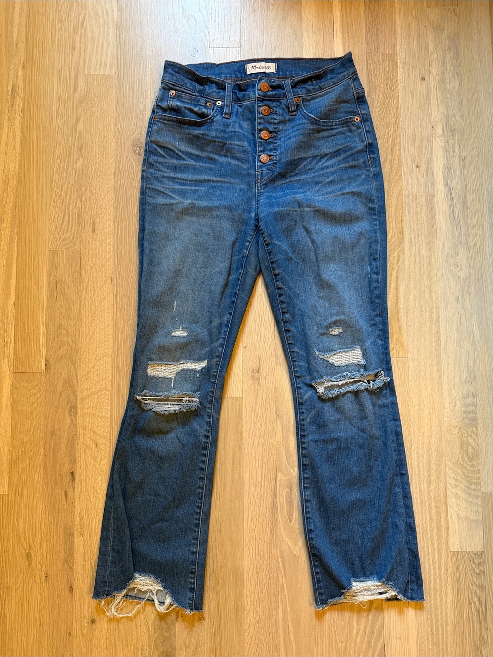 Madewell Distressed High-Rise Cali Demi Boot Jeans